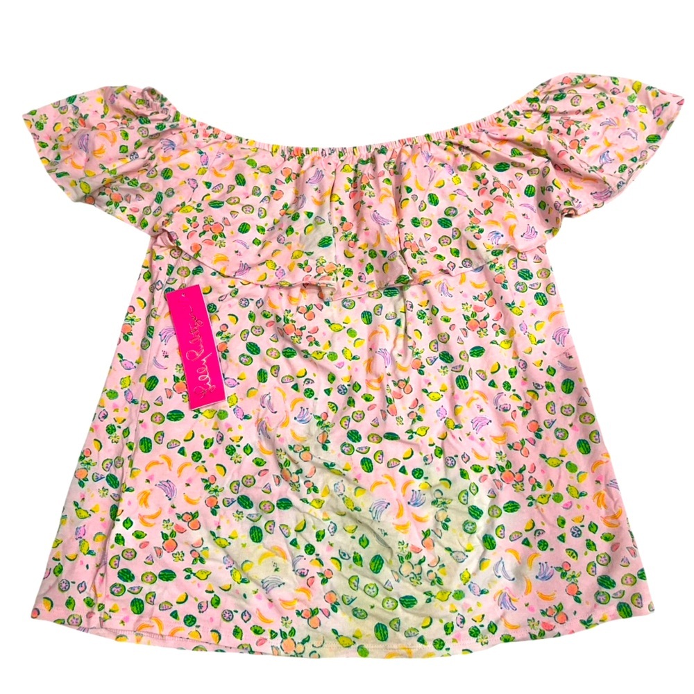 Lily Pulitzer La Fortuna Top Off Shoulders Juicy Fruit